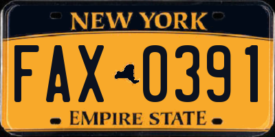 NY license plate FAX0391