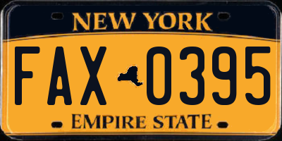 NY license plate FAX0395
