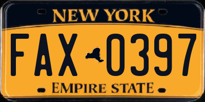 NY license plate FAX0397