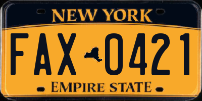 NY license plate FAX0421