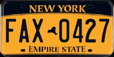 NY license plate FAX0427