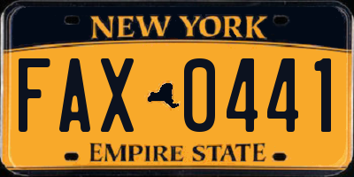 NY license plate FAX0441