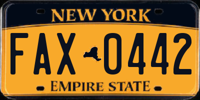 NY license plate FAX0442