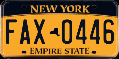 NY license plate FAX0446