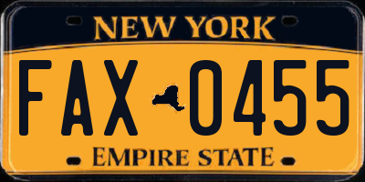 NY license plate FAX0455