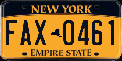 NY license plate FAX0461