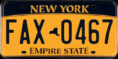 NY license plate FAX0467