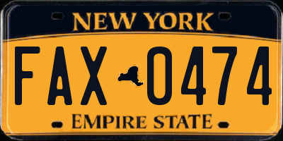 NY license plate FAX0474