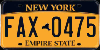 NY license plate FAX0475