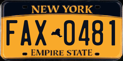 NY license plate FAX0481