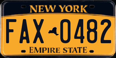 NY license plate FAX0482