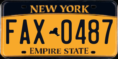 NY license plate FAX0487