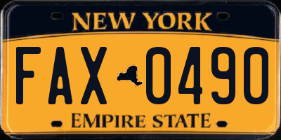 NY license plate FAX0490