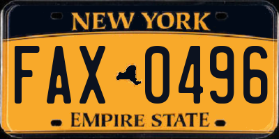 NY license plate FAX0496