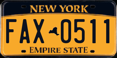 NY license plate FAX0511