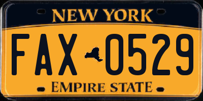 NY license plate FAX0529