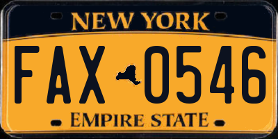 NY license plate FAX0546