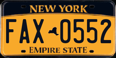 NY license plate FAX0552