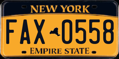 NY license plate FAX0558