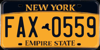 NY license plate FAX0559