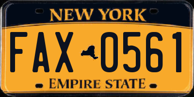 NY license plate FAX0561