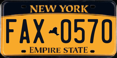 NY license plate FAX0570