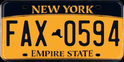 NY license plate FAX0594