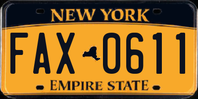 NY license plate FAX0611