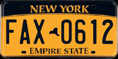 NY license plate FAX0612