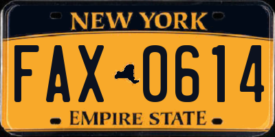 NY license plate FAX0614