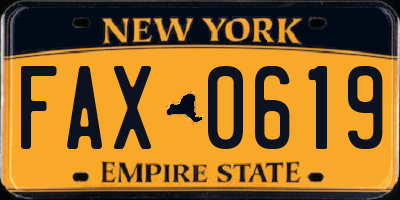 NY license plate FAX0619