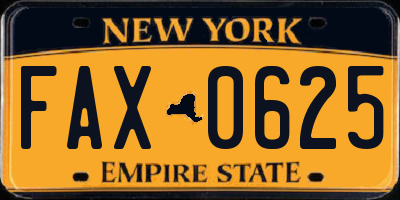 NY license plate FAX0625
