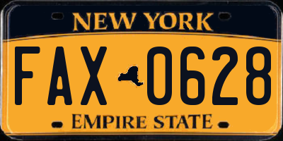 NY license plate FAX0628
