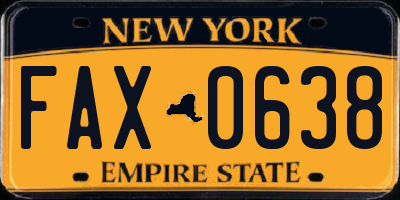 NY license plate FAX0638