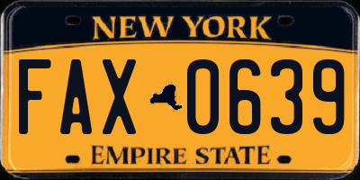 NY license plate FAX0639