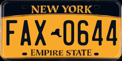 NY license plate FAX0644