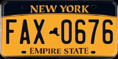 NY license plate FAX0676