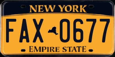 NY license plate FAX0677