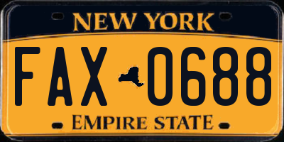 NY license plate FAX0688