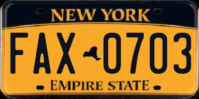NY license plate FAX0703