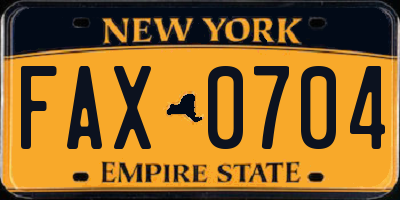 NY license plate FAX0704