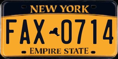 NY license plate FAX0714