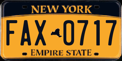 NY license plate FAX0717