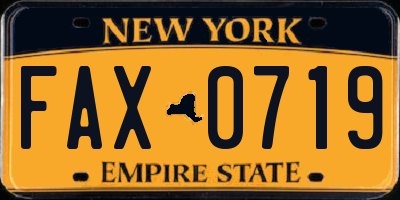 NY license plate FAX0719