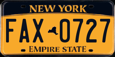 NY license plate FAX0727