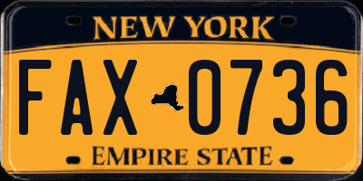NY license plate FAX0736