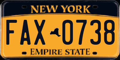 NY license plate FAX0738