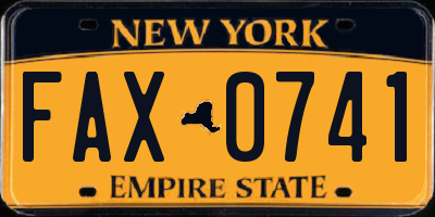 NY license plate FAX0741