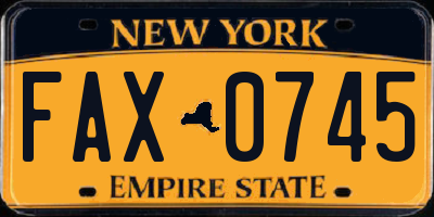 NY license plate FAX0745