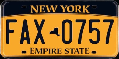 NY license plate FAX0757